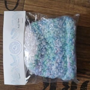 Crocheted hat, newborn, white, blue and mint, winter, warm, boy